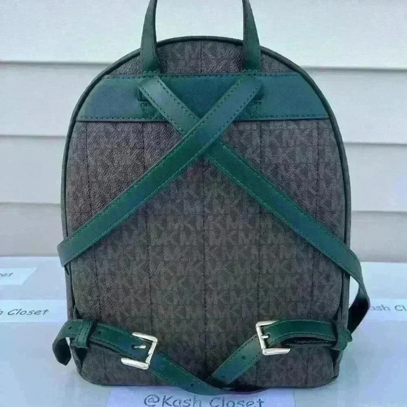 Michael Kors Kenly Backpack Medium MK Signature Racing Green - Picture 4 of 12